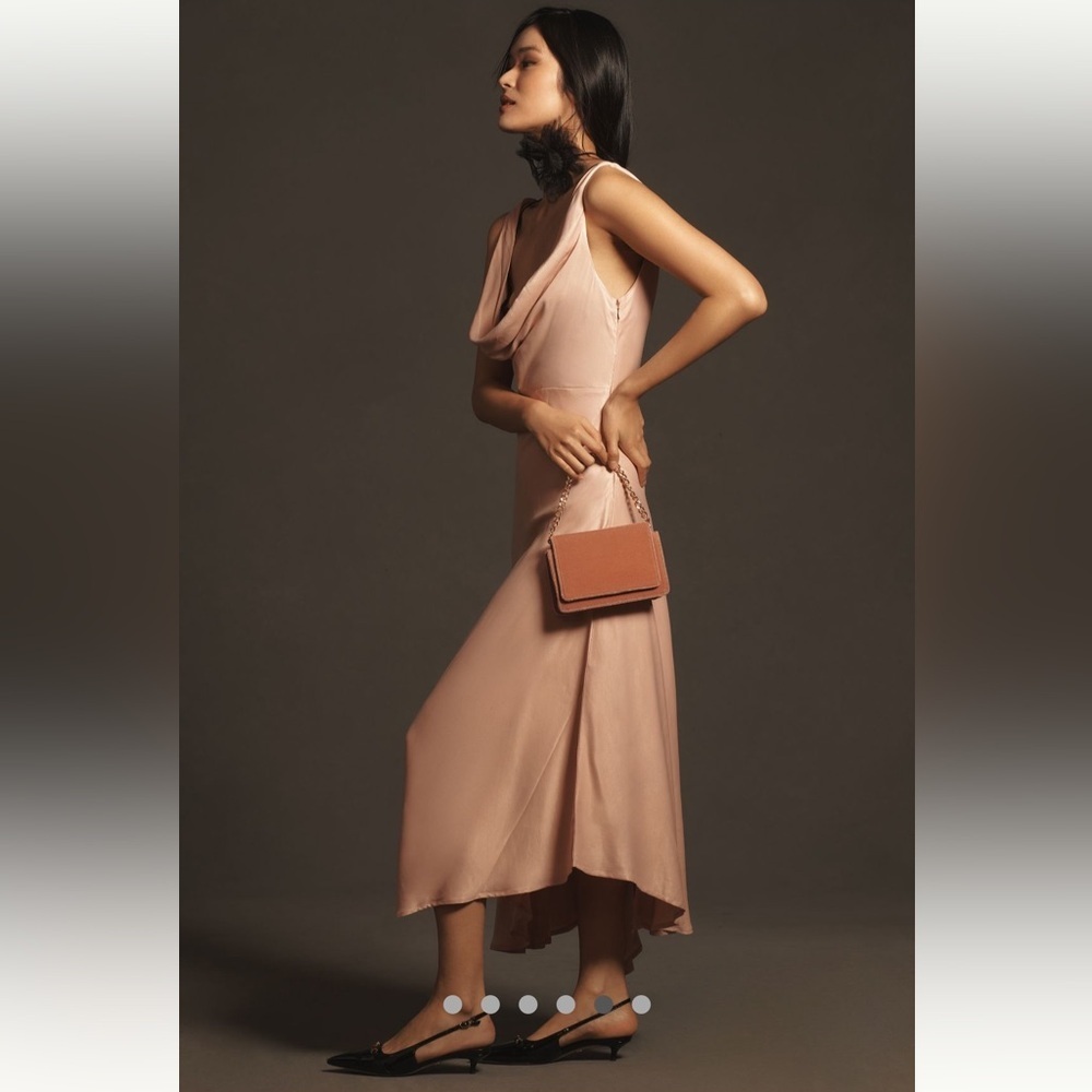 Anthropologie NWT Cowl-Neck Asymmetrical Twofer Slip Dress size L. - Picture 6 of 10